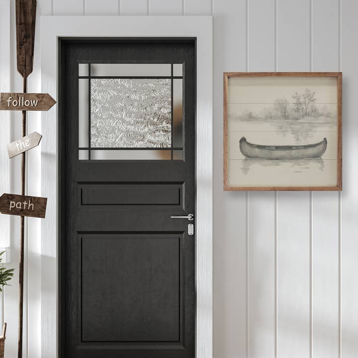 Kendrick Home - Wholesale Wood Wall Art - Canoe On Water Ink2