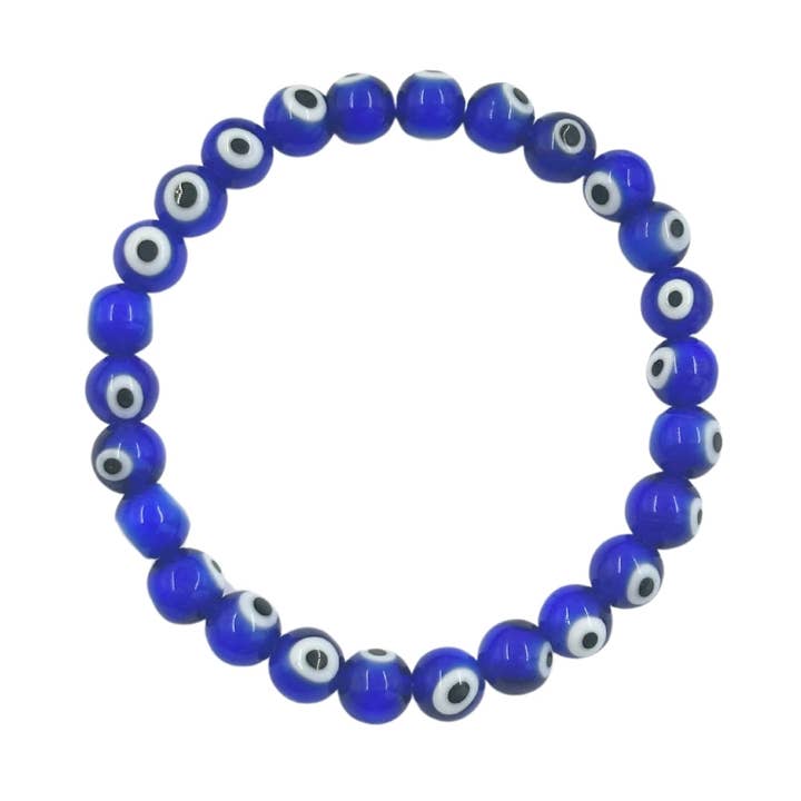Bracelet - 8mm Dark Blue Evil Eye, pack of 5<br> for wholesale by Earths Elements Wholesale