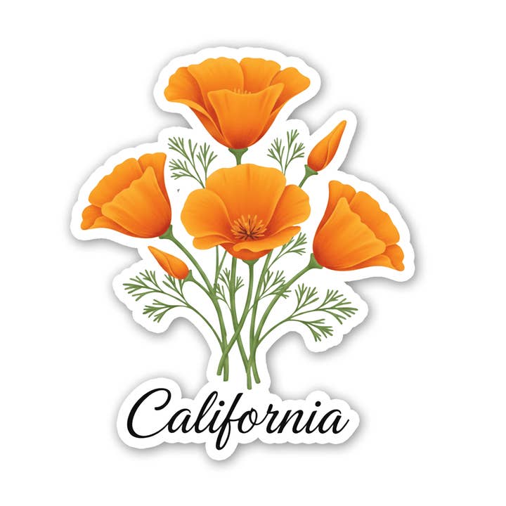 California Icon - Poppies sticker for wholesale by Sticker Atlas