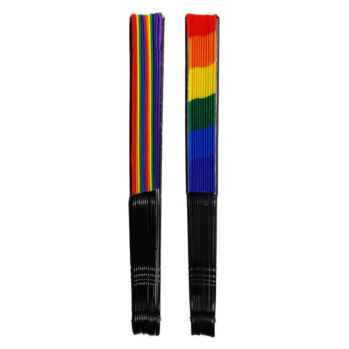 Cap Zone - Wholesale Handheld Folding Fan - Rainbow Pride Traditional Novelty Hand Held Fan