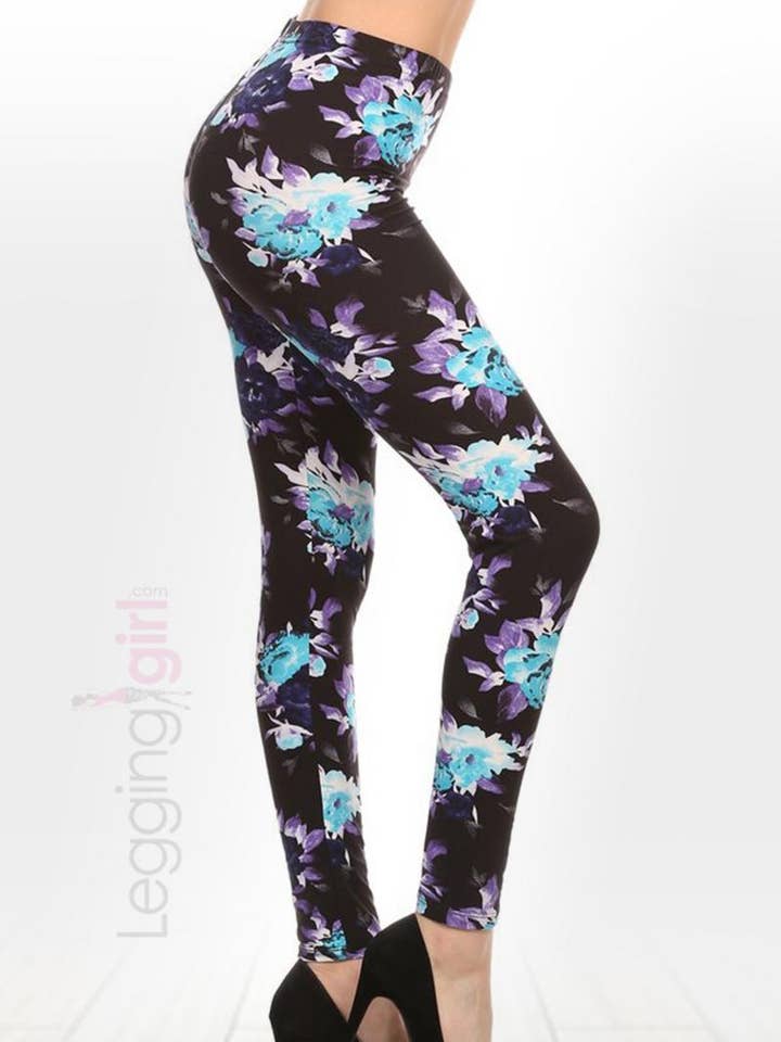 Night Flower Printed FeatherSoft Women's Leggings for wholesale by LeggingGirl.com