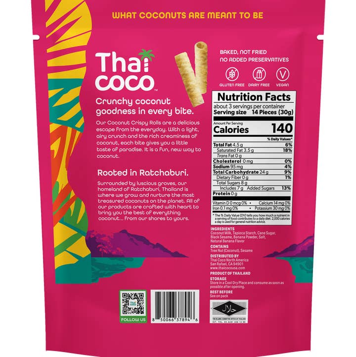 Thai Coco - Wholesale Cookie - Banana Coconut Crispy Rolls - 3.5 oz 2