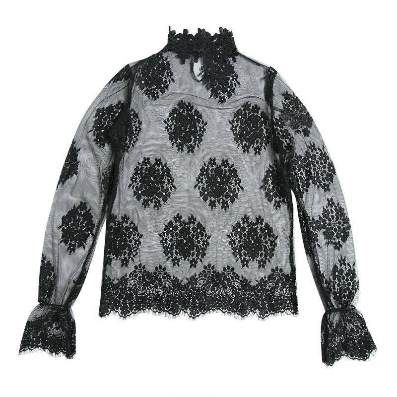 safistyle - Wholesale Blouse - Women's - Sheer Floral Lace Long-Sleeve Top0
