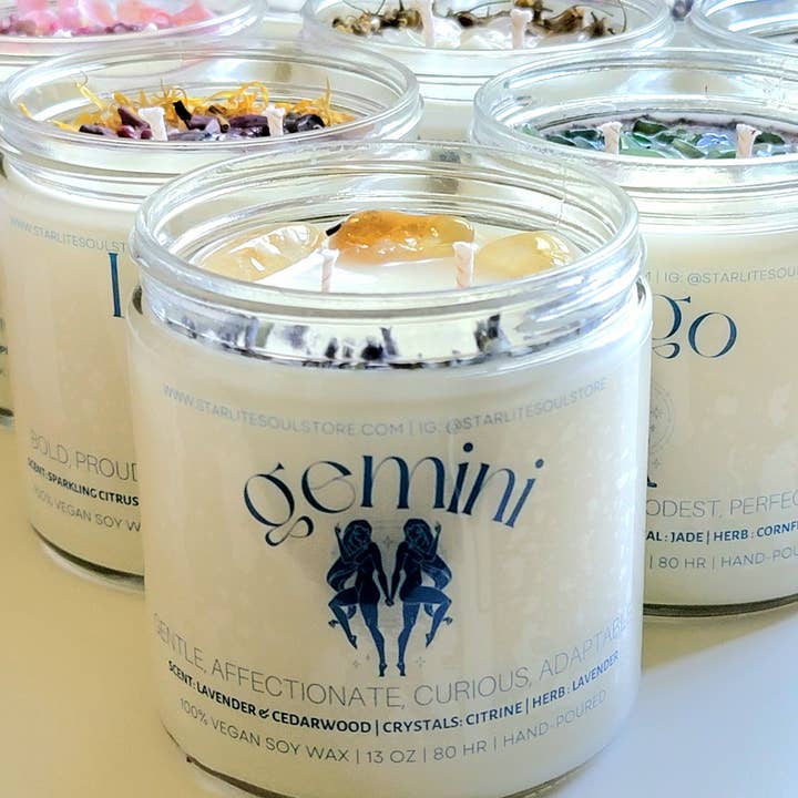 Starlite Soul Store - Wholesale Jar/Filled Candle - Horoscope, Zodiac Soy Candles with Crystals, Private Label9