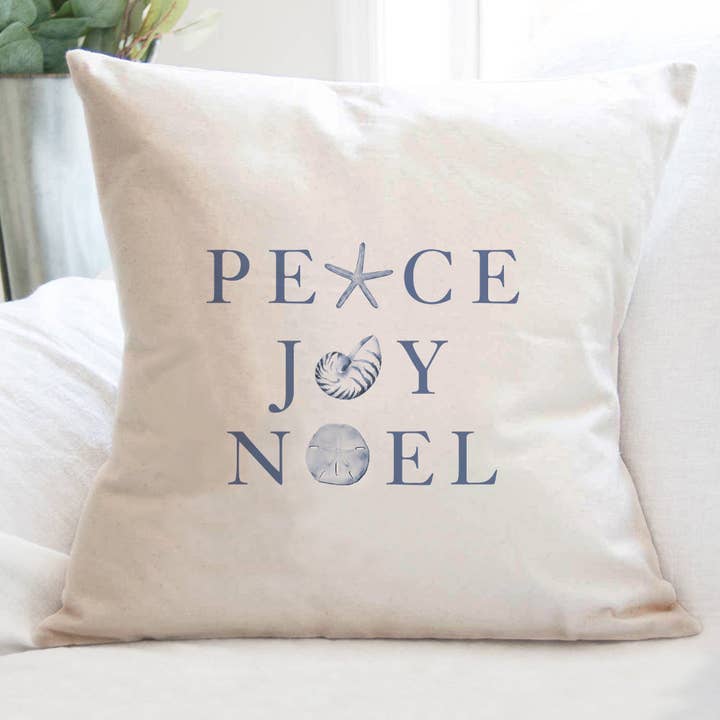 Paix Joie Noël - Coussin Carré en Toile pour la vente par Cottage Shore