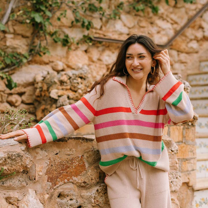 Rainbow Stripe Portia Pullover for wholesale by Sunshine Tienda