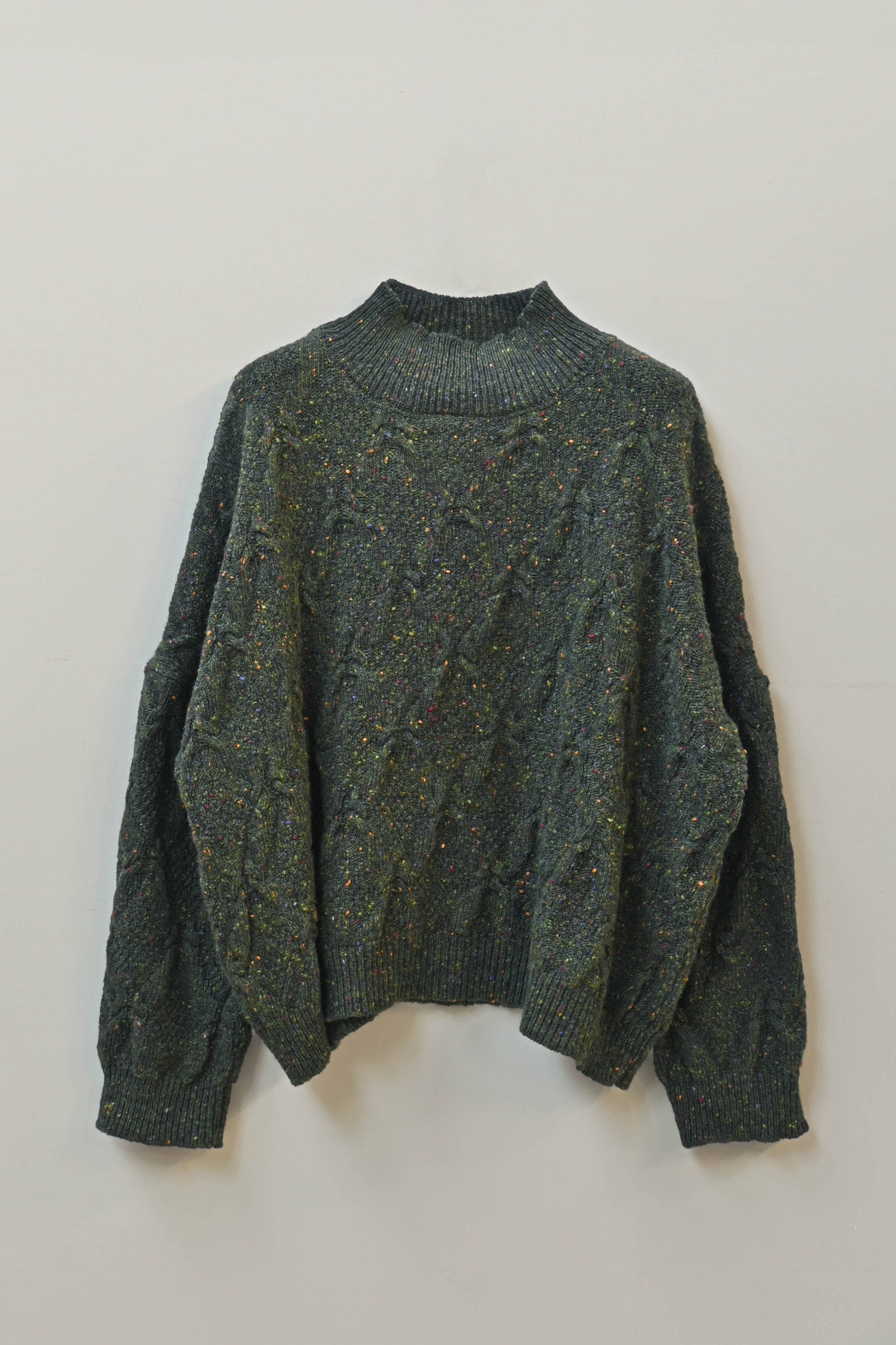 OUBAS - Wholesale Knit Sweater - Women's - Ings Donegal Cable Sweater in Forest