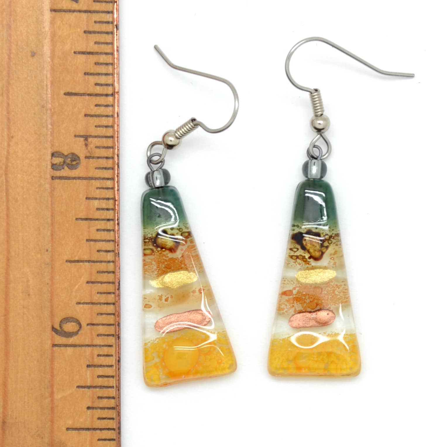 Dunitz & Company - Wholesale Dangle Earrings - Long Triangle Glass Dangle Handmade Earrings4