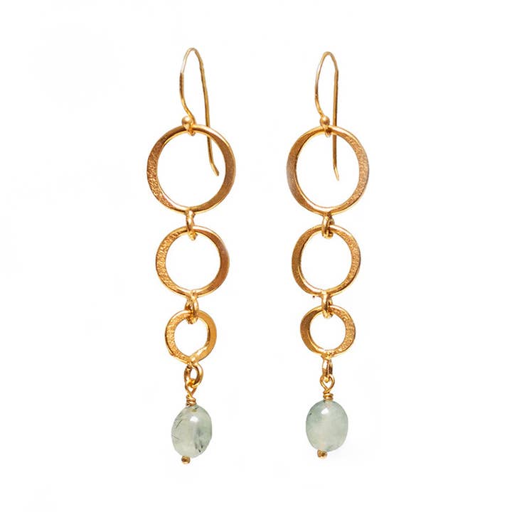 Anita Lange Oorbellen Prehniet voor wholesale door Mirabelle