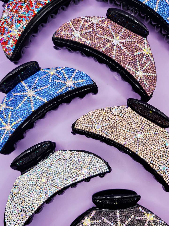 Star Crystal Hair Clamps Pack of 12 for wholesale by Arya Jewellery Wholesale