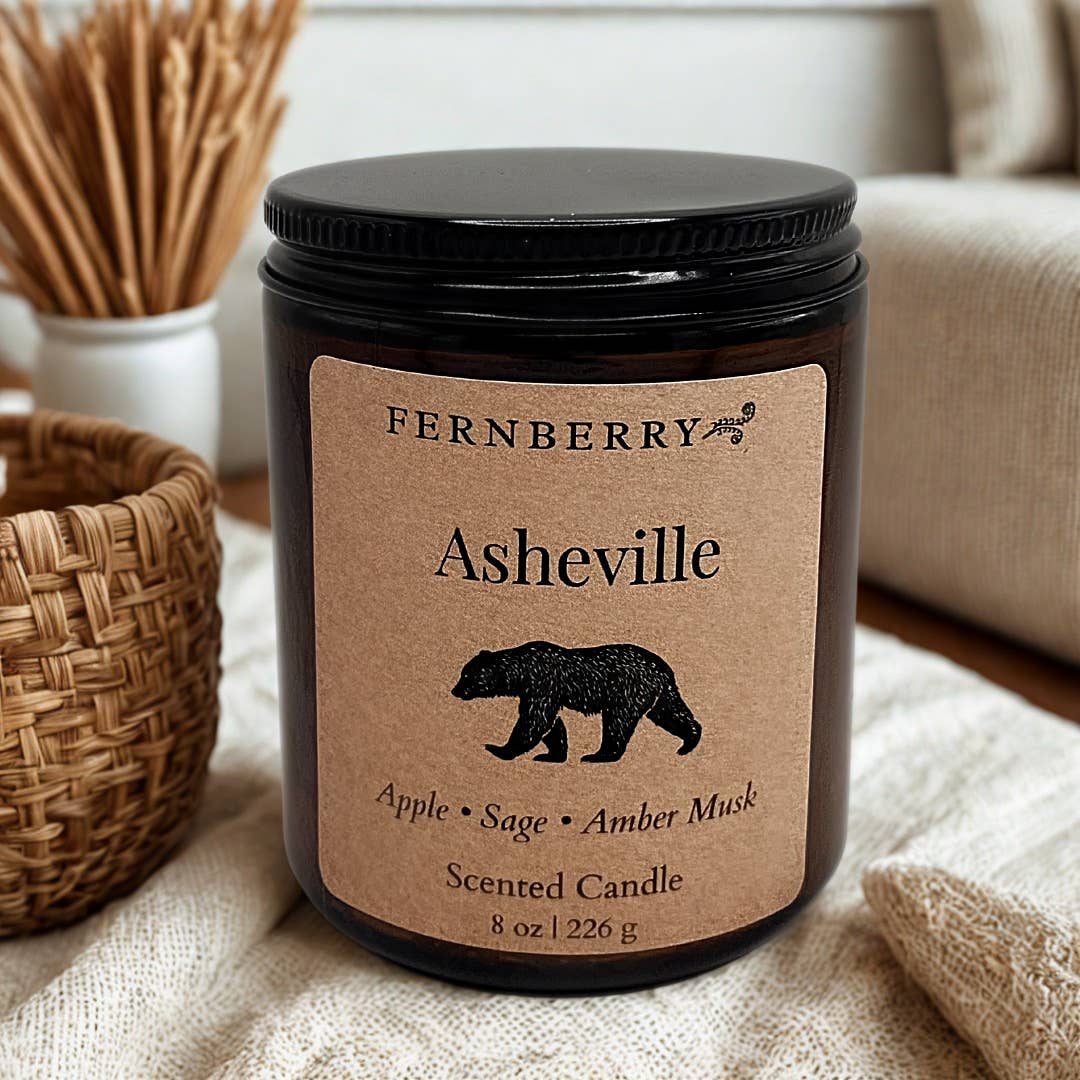 Fernberry - Wholesale Jar/Filled Candle - Asheville- 8oz Wood Wick Candle (NC Destination Inspired)