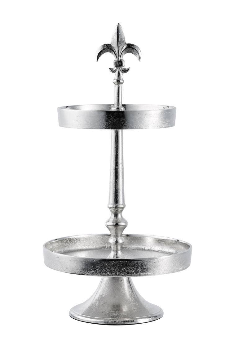 Michael & Philipp Noll e. K. – Großhandel Beistelltisch – Etagere Lilie Silber Zweistöckig0