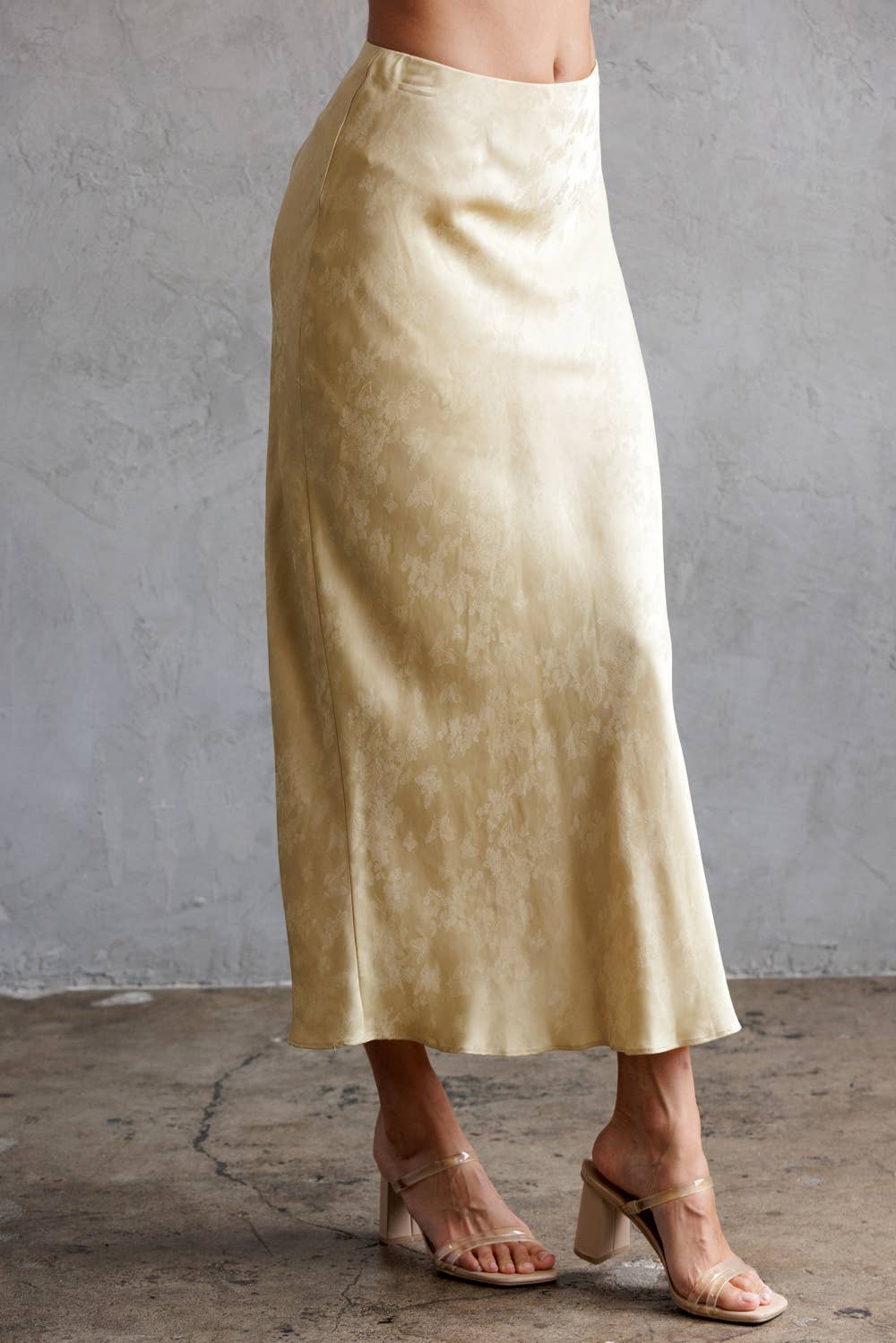 STORIA - Vente Jupe – femme - JS5578-3-JUPE MIDI EN JACQUARD FLORAL SATINÉE12