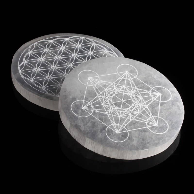 UniArt - Wholesale Ornament - Engraved selenite disc, 14 cm6