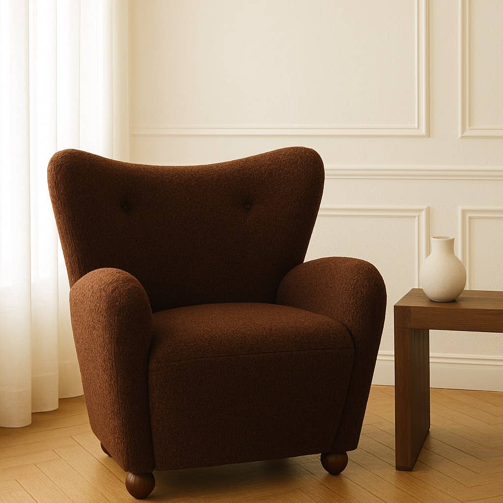 Opjet Paris - Vente Chaises - Fauteuil Léonard imitation fourrure marron L87,5 P84 H85,5cm2