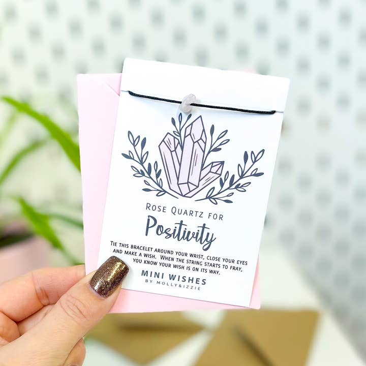 by Molly&Izzie - Wholesale Beaded Bracelet - Crystal Mini Wish Bracelet- Rose Quartz for Positivity
