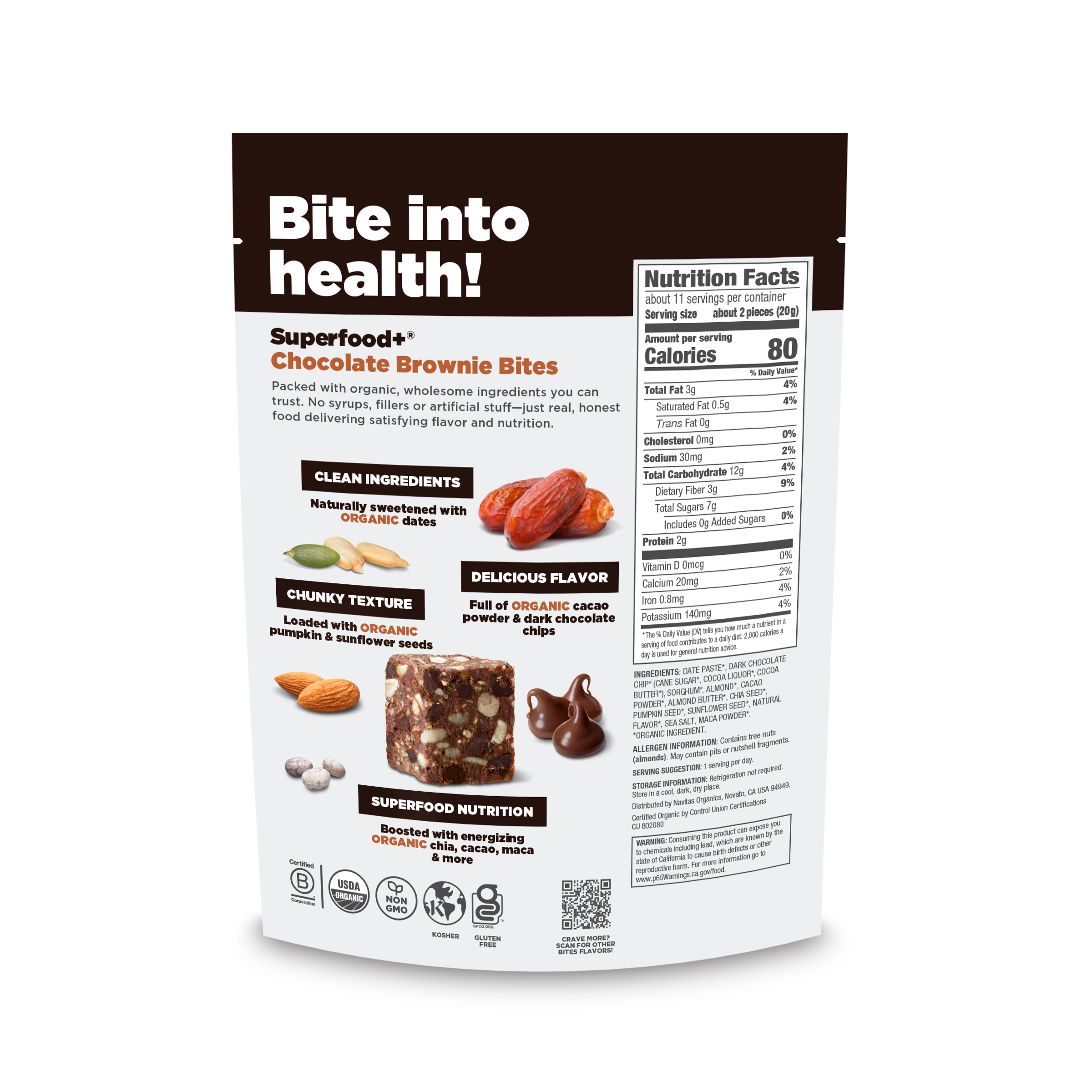 Navitas Organics – Snack Bar por atacado – BOLINHAS de Brownie de Chocolate Superfood+1