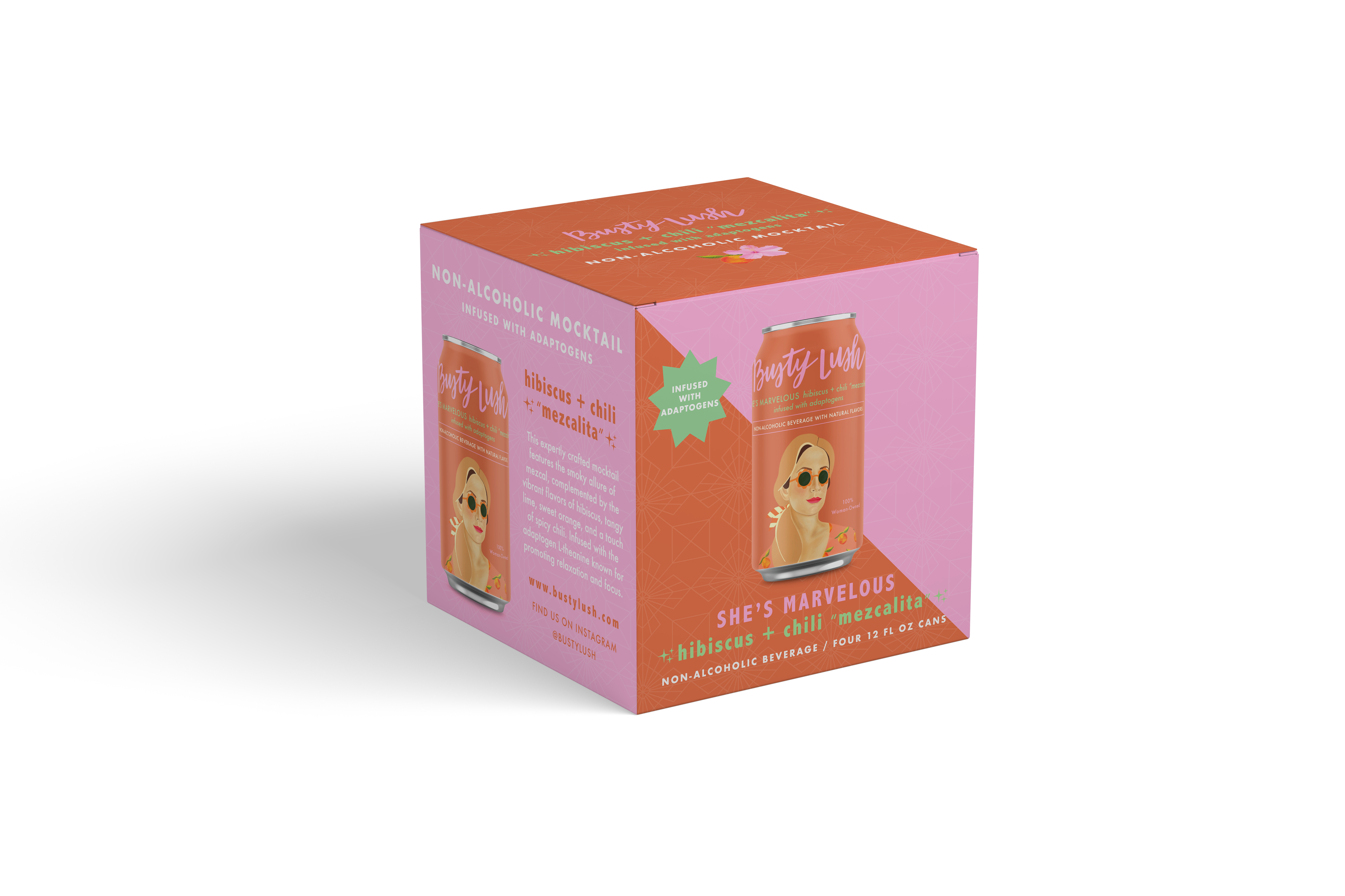 Busty Lush - Wholesale Non-Alcoholic Aperitif/Mocktail - She's Marvelous NA Hibiscus + Chili Mezcalita (4pk boxes)4