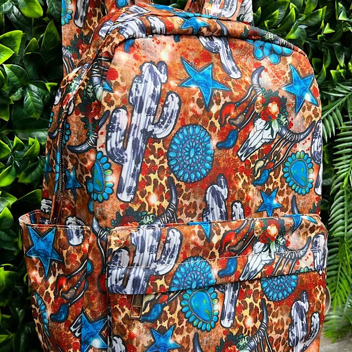Kids Charm Online - Wholesale Backpack - Kids - CONCHO, STAR & COW CACTUS PRINTED SMALL SIZE BACKPACK.1