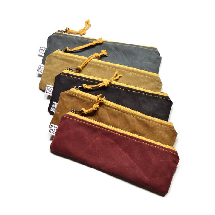 Pencil Case Assortment - Waxed Canvas Mix for wholesale by Rachel Elise Studio
