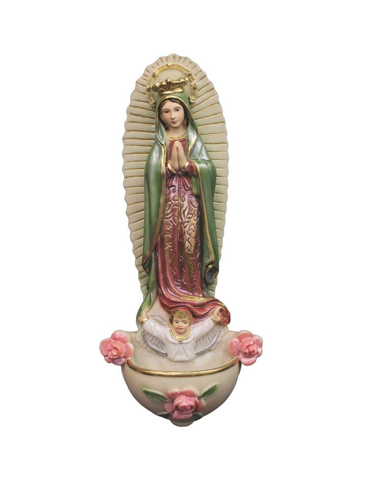 O.L. Guadalupe Holy Water Font in Color 10.5" for wholesale by Goldscheider of Vienna