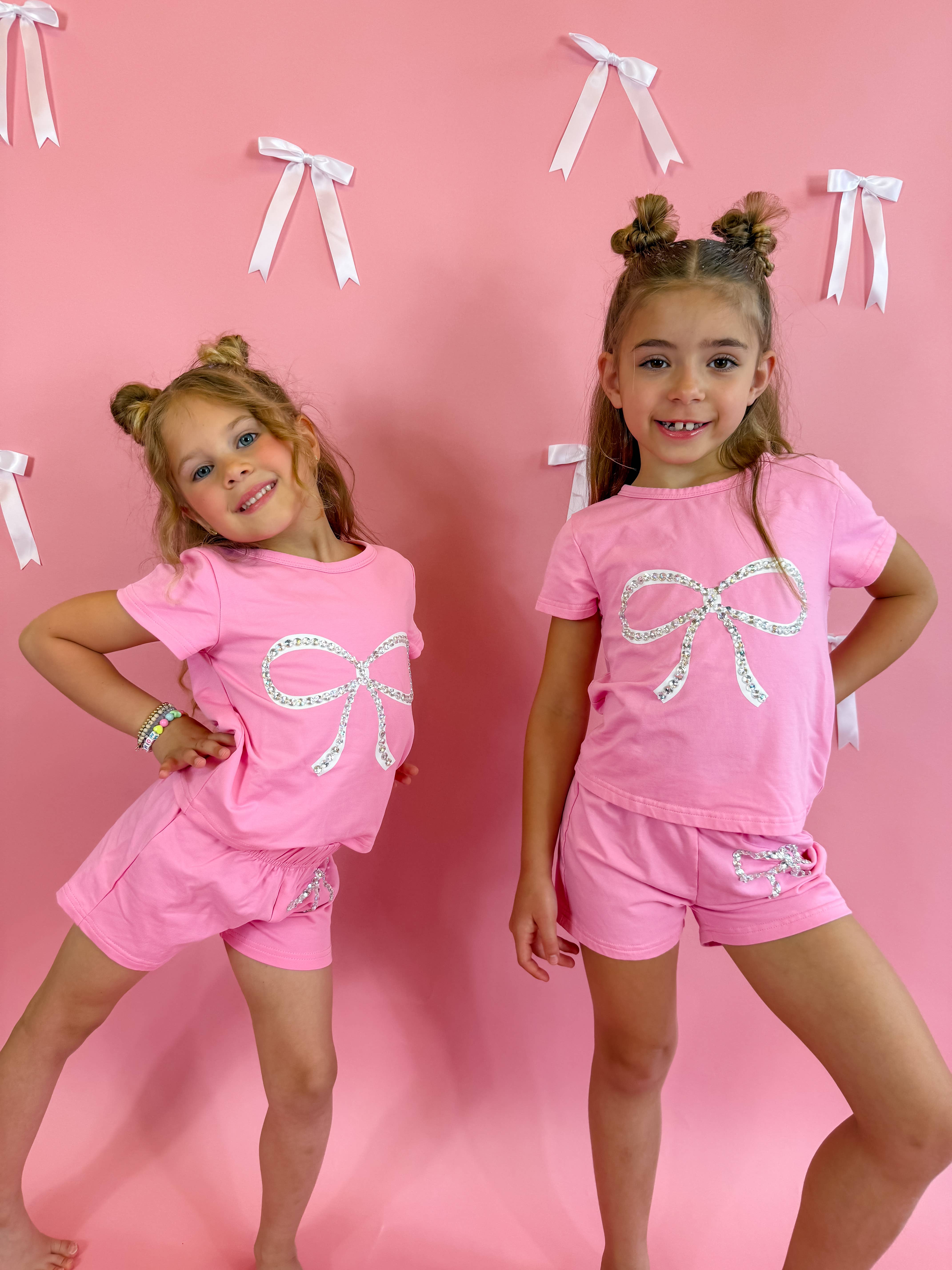 Ellie and Mila - Wholesale Top & Short Set - Kids - Crystal Bow Set
