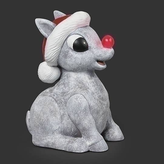 Figurine de Rudolph éclairé avec chapeau de Père Noël Pudgy Pal pour la vente par Roman