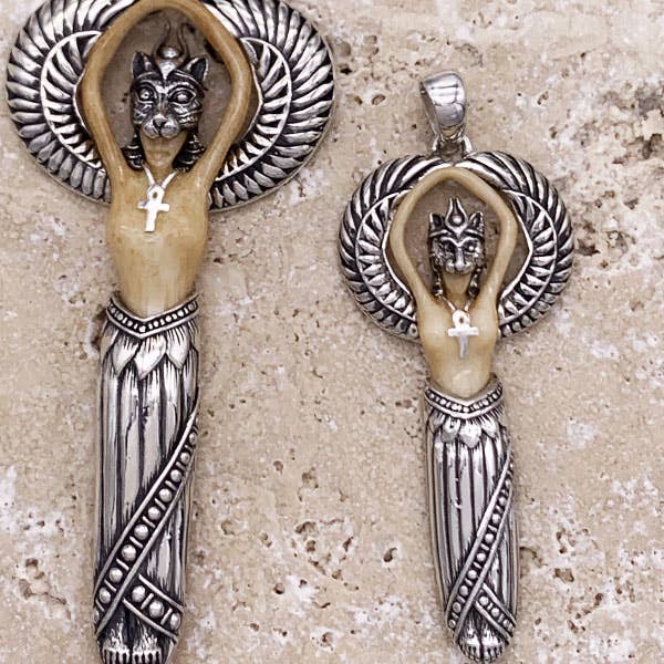 Goddess Design Studio - Wholesale Individual Charm/Pendant - Sterling Silver Bastet, The Cat Goddess