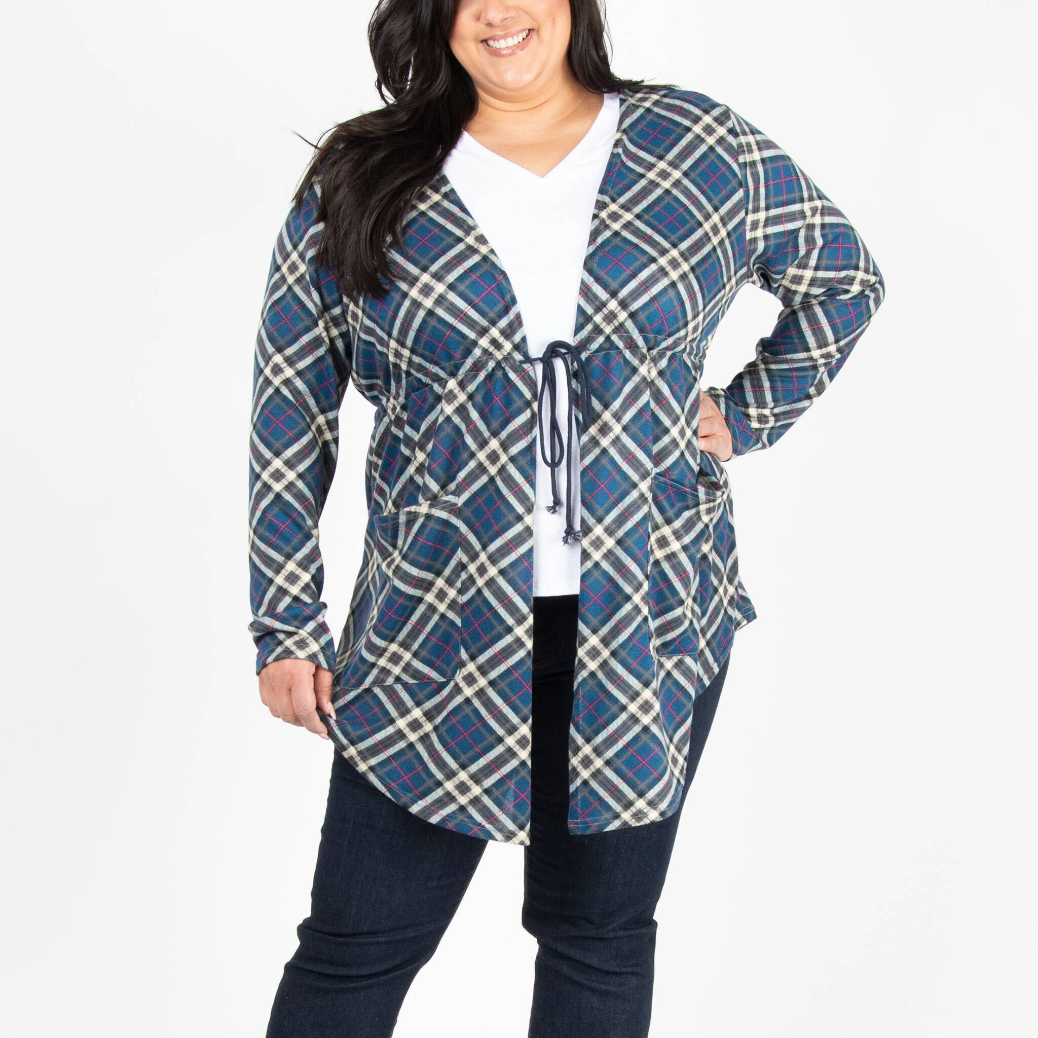 Elsie & Zoey - Vente Cardigan – femme - Soldes - Cardigan asymétrique en jersey Kate à nouer sur le devant5