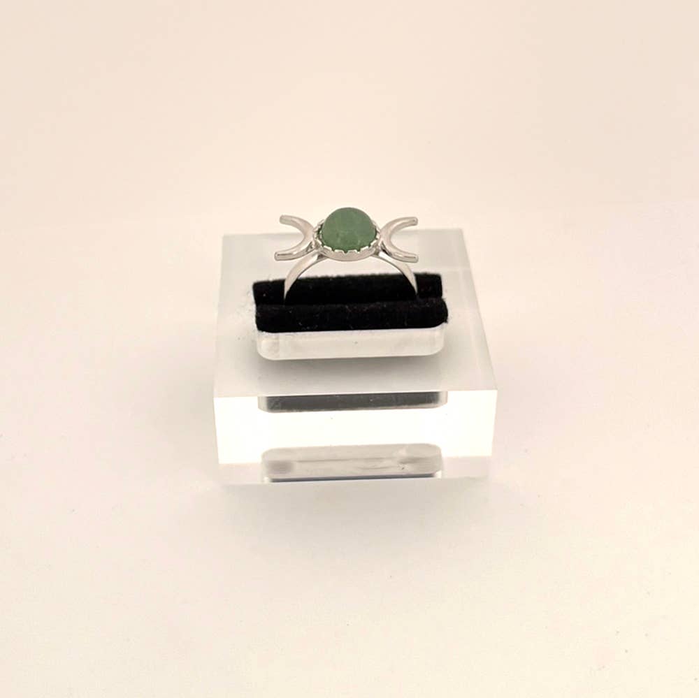 VIE – wholesale Single stone/solitaire ring – Adjustable Triple Moon Ring with 0.5cm Gemstone37