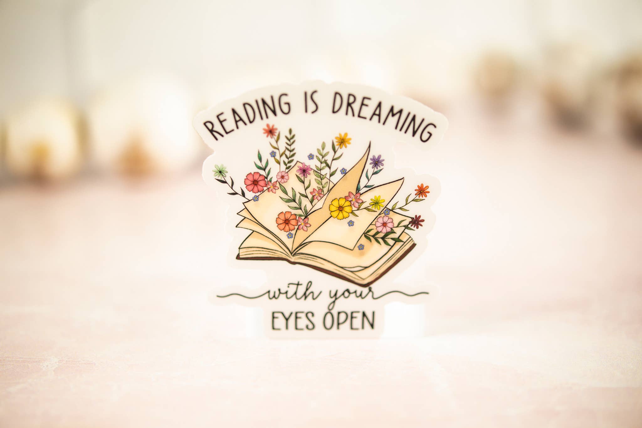 Savannah and James Co - Wholesale Sticker - Reading Is Dreaming, Floral Book Vinyl Sticker, 3x3 in.1