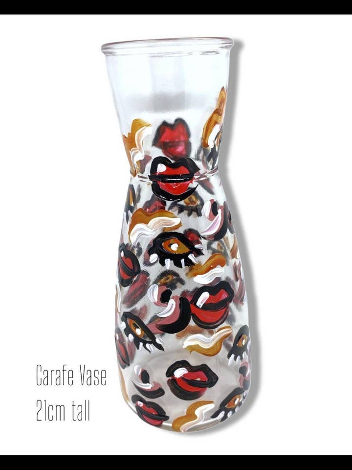 Pop Art Lips Carafe Vase - Hand Painted in Wales - Homeware for wholesale by The Bero Co