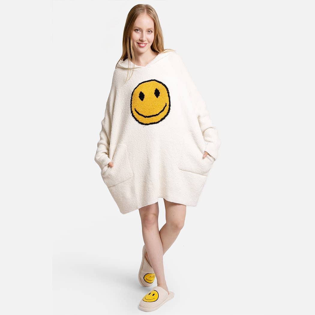 Fashion City - Wholesale Hoodie - Women's - Hooded Happy Face Snuggie with Pocket8
