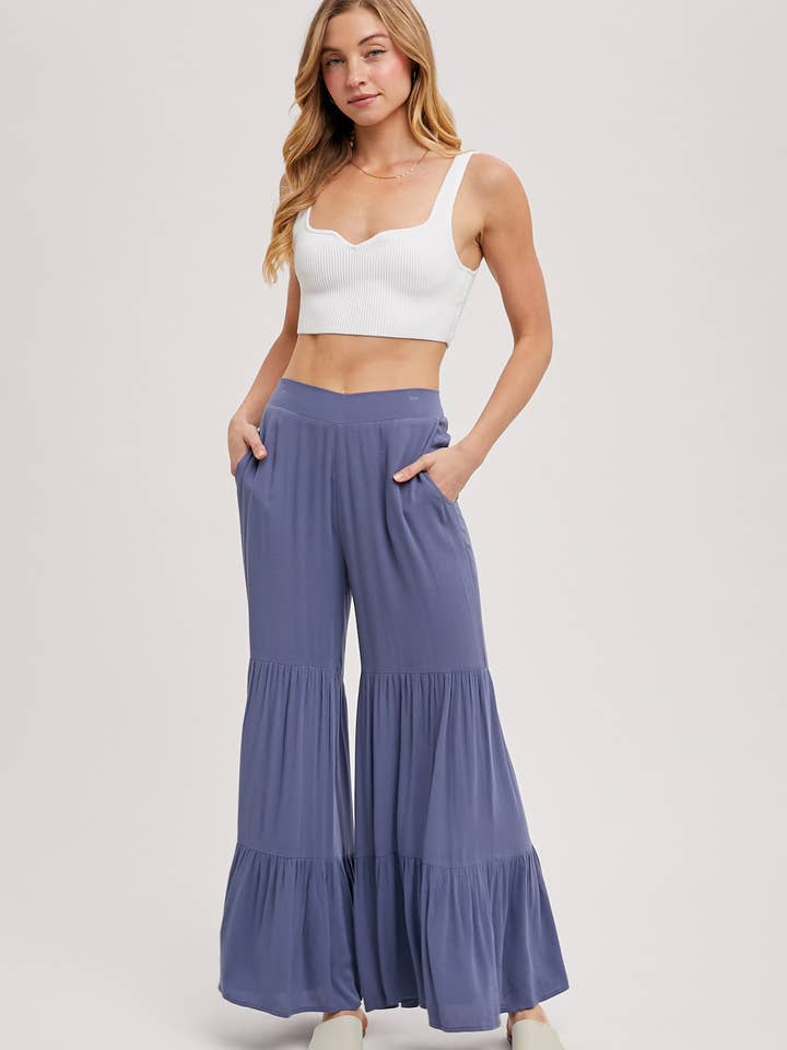 Bluivy - Vente Pantalon – femme - Pantalon ample à volants sans doublure22