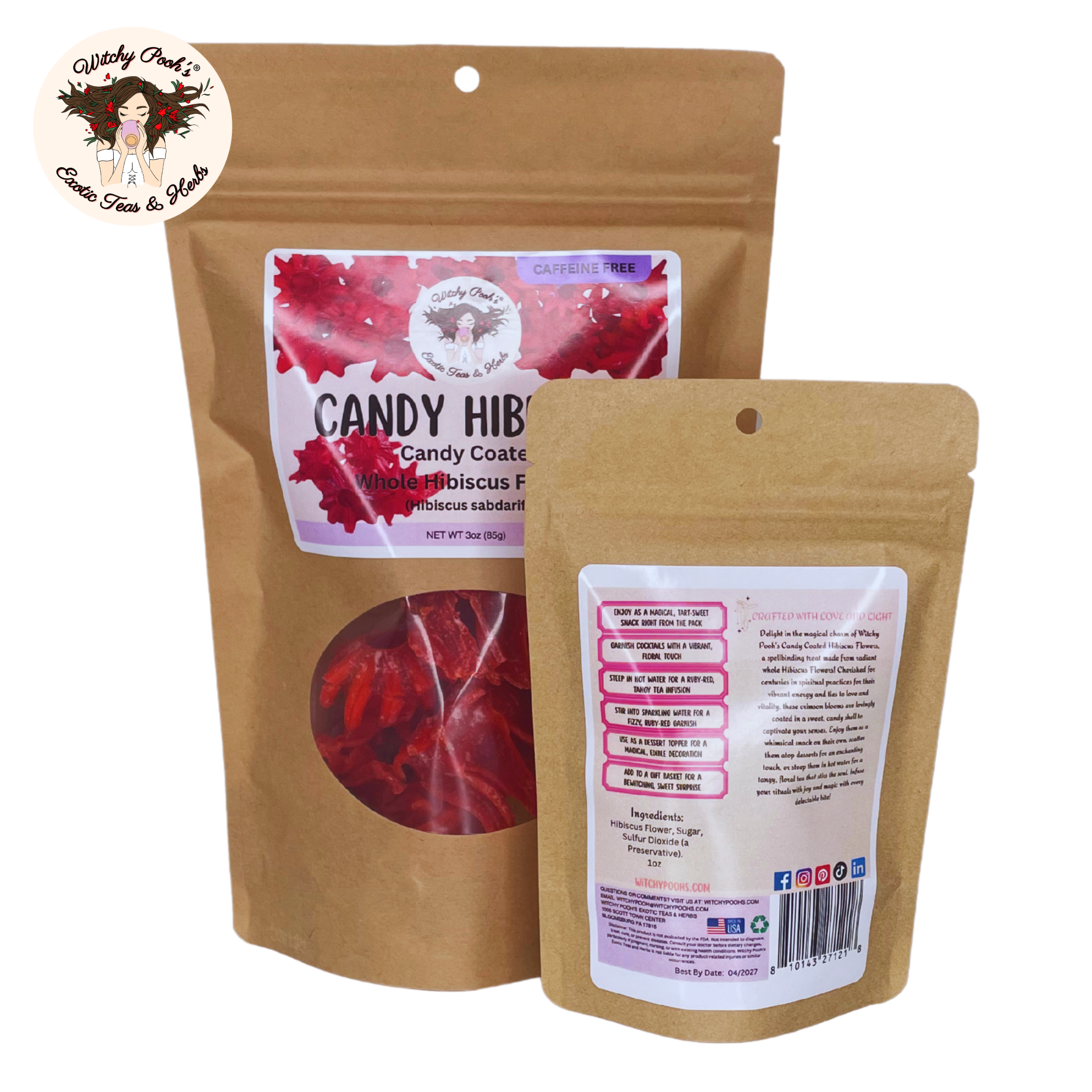 Witchy Pooh's Exotic Teas & Herbs – wholesale Fruit snacks – Witchy Pooh's Candy Hibiscus - Candy Coated Whole Hibiscus11