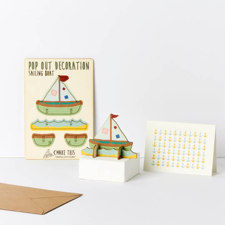Pop Out Sailing Boat Greeting Card for wholesale by The Pop Out Card Company