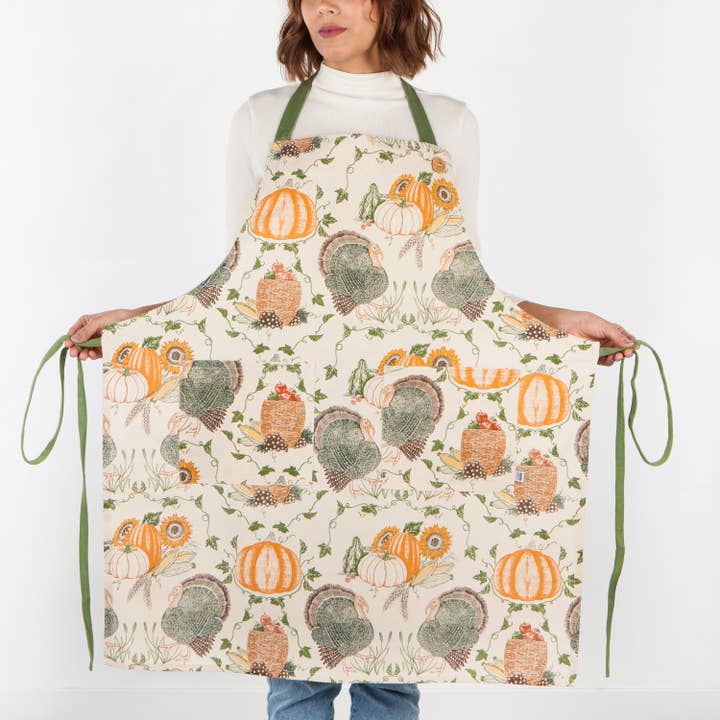 Now Designs by Danica - Wholesale Apron - Cornucopia Thanksgiving Spruce Apron
