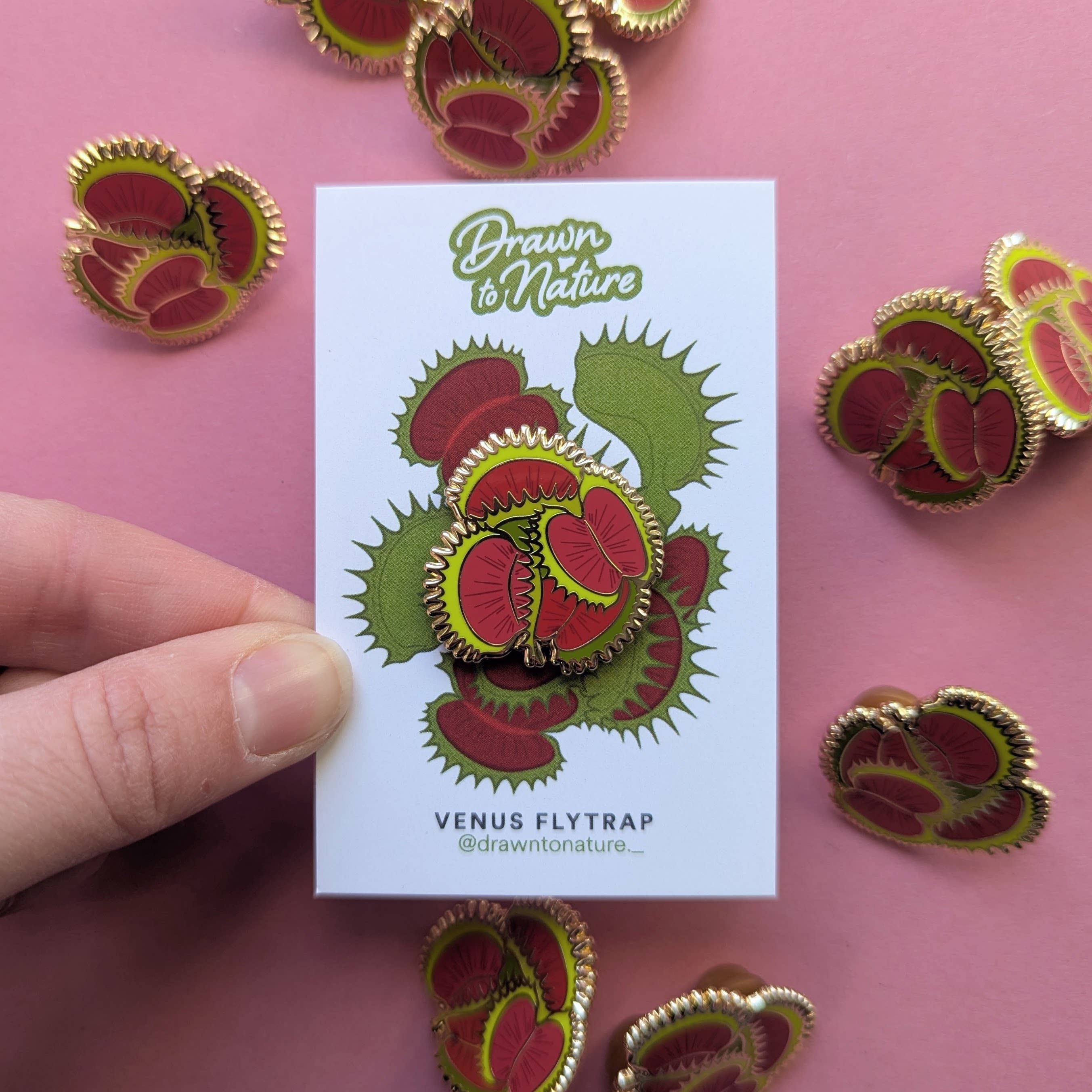 Drawn to Nature – wholesale Lapel pin/button – Venus Flytrap Enamel Pin - Flower Pin - Nature Pins5