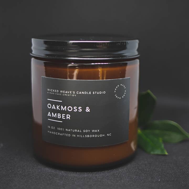 Wicked Weave’s Candle Studio - Wholesale Jar/Filled Candle - Oakmoss & Amber Soy Wax Candle (5 Size Options)