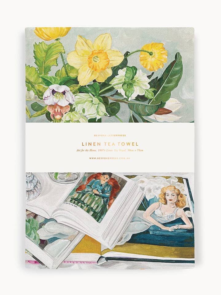 August Blooms 100% Linen Tea Towel for wholesale by Bespoke Letterpress