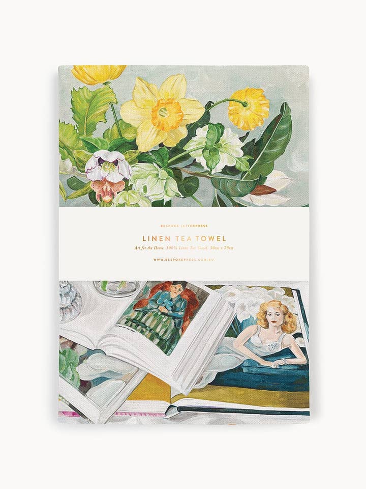 August Blooms 100% Linen Tea Towel for wholesale by Bespoke Letterpress