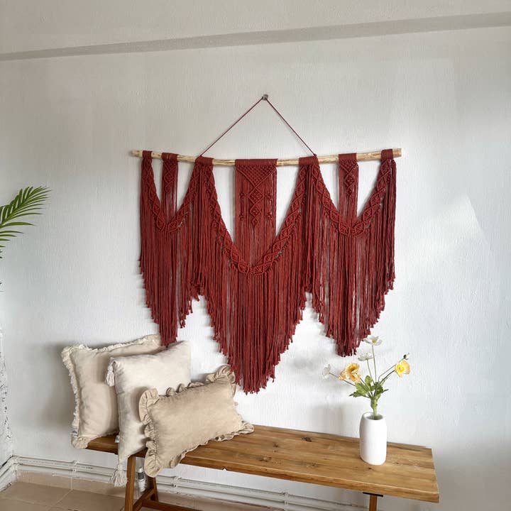 Bonnie Handmade - Wholesale Tapestry/Textile - Cinnamon Large Macrame Wall Hanging, Bohemian Decoration2