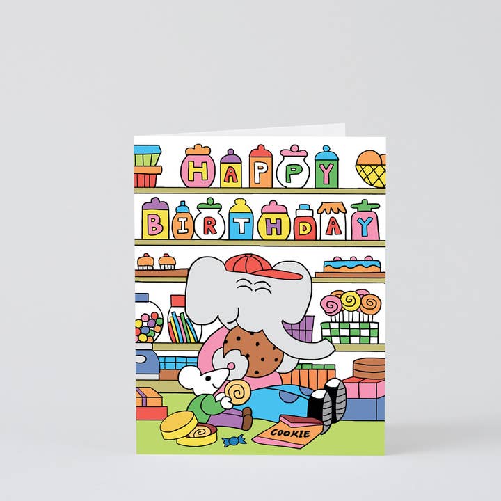 Wrap (US duties paid) – wholesale Birthday card – Happy Birthday Sweet Shop Kids Greetings Card1