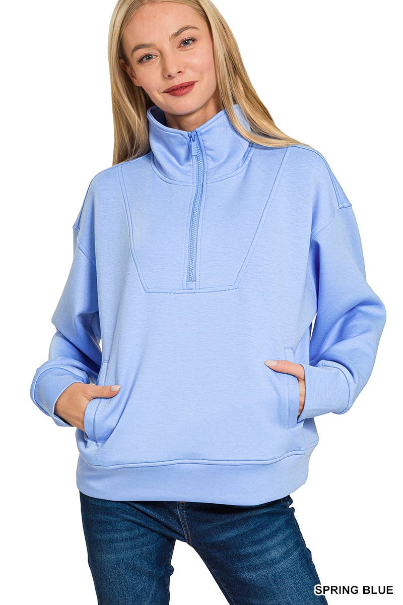 Vanilla Monkey - Wholesale Sweatshirt - Women's - Scuba Half Zip Pullover1