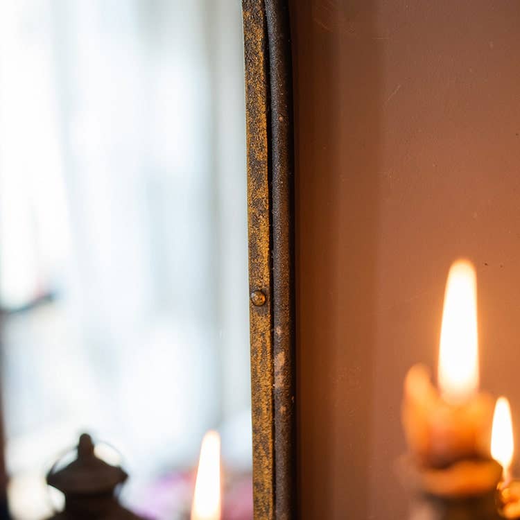 Rustic Reach - Vente Miroir mural - Miroir en fer foncé de style antique2