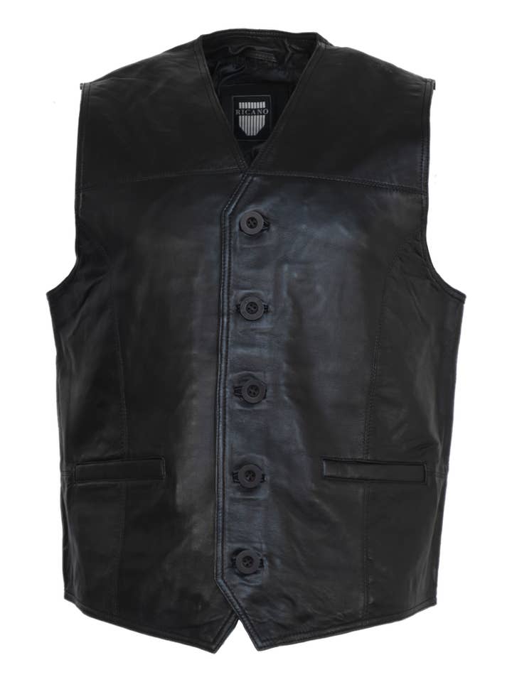 Herrväst i läder 321 – premium lamm- och buffelläder för wholesale av Ricano