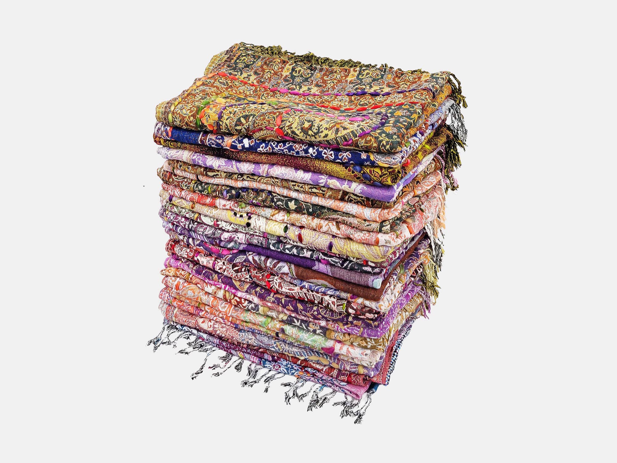 Raj Trading & Imports (USA) Inc. - Vente Écharpe – femme - Écharpe brodée Amanda Thick Stitch Tons de bijoux assortis