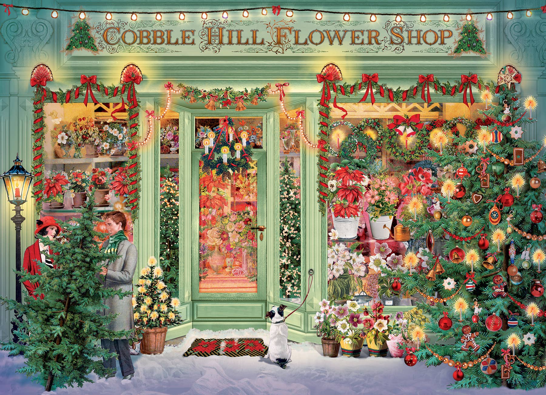 Outset Games and Cobble Hill Puzzles - Wholesale Puzzle - Adult - Christmas Flower Shop 1000pc puzzle1
