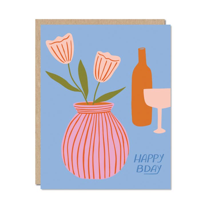 Birthday Wine - Birthday Card for wholesale by Odd Daughter Paper Co.