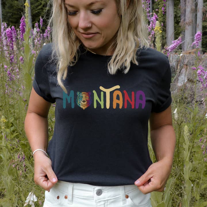 Colorful Montana Bear Graphic T Shirt for wholesale by This Joyful Home